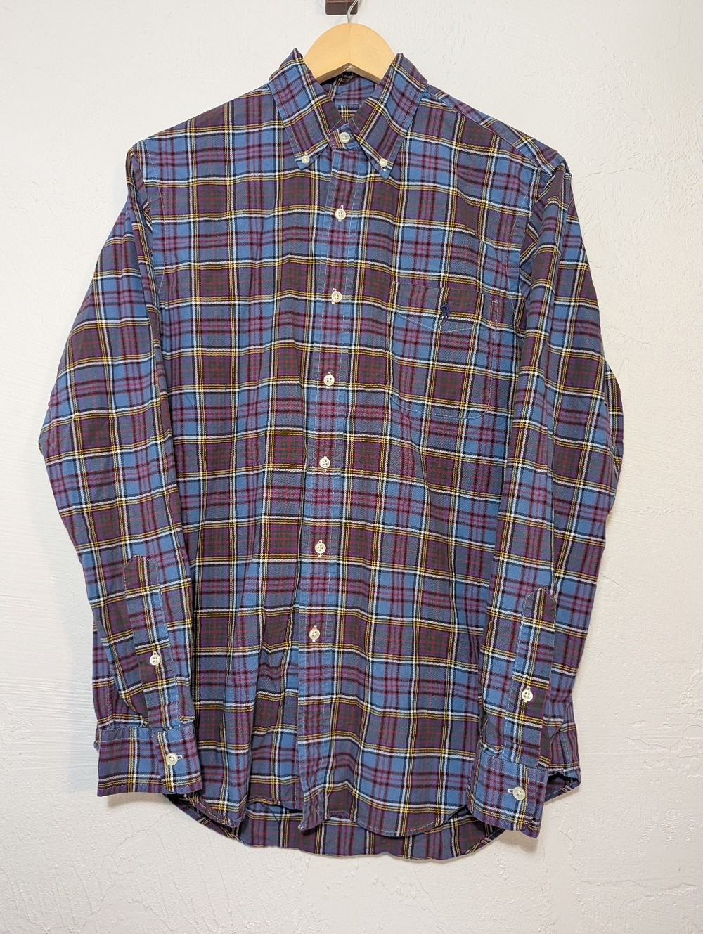 Ralph Lauren Mens Classic Plaid Button-Down Cotton Business Casual Dress Shirt